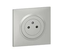 Legrand - Prise électrique murale Dooxie 2P+T 16A - Surface plaque carrée Alu - Fabriqué en France