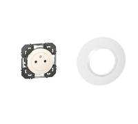 LEGRAND - Prise Electrique Murale 16A avec Terre dooxie Surface - Prise 2P + T Affleurante avec Fond Rétractable - Fabriqué En France - Blanc & Plaque ronde 1 poste DOOXIE - blanc