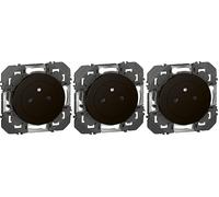 LEGRAND - Prise Electrique Murale 16A avec Terre dooxie Surface - Prise 2P + T Affleurante avec Fond Rétractable - Fabriqué En France - Noir (Lot de 3)