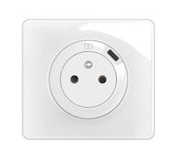 LEGRAND - Prise Electrique Murale avec Terre Céliane Surface avec Prise Chargeur USB 7,5W intégré + Plaque- Prise Affleurante avec Socle Rétractable - Blanc