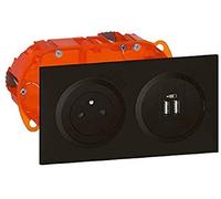Kit prise de courant Surface et module de 2 USB Dooxie - Type A - 2,4A - Noir