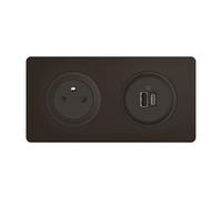 LEGRAND - Prise Electrique Murale Céliane Surface Confort + Double Chargeur USB Type C avec Plaque et Boîte à Encastrer - Prise Affleurante avec Socle Rétractable - Noir