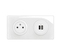 LEGRAND - Prise Electrique Murale Céliane Surface Confort + Double Chargeur USB Type C avec Plaque et Boîte à Encastrer - Prise Affleurante avec Socle Rétractable - Blanc