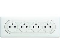 LEGRAND - Prise Electrique Quadruple avec Plaque + Boîte à Encastrer Céliane Surface - Bloc 4 Prises avec Socles Rétractables - Fabriqué En France - Blanc