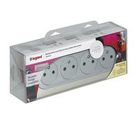 LEGRAND - Prise Electrique Quadruple avec Plaque + Boîte à Encastrer Céliane Surface - Bloc 4 Prises avec Socles Rétractables - Fabriqué En France - Titane