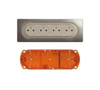 LEGRAND - Prise Electrique Quadruple Céliane Surface Confort avec Plaque + Boîte à Encastrer - Prise Affleurante avec Socle Rétractable - Titanium