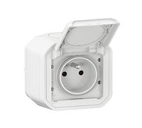 LEGRAND - Prise Etanche IP55 avec Terre Plexo - Prise 2P+T 16A Complète avec Volet - Pour Pose en Apparent - Fabriqué En France - Blanc