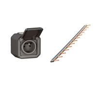 LEGRAND - Prise Etanche IP55 avec Terre Plexo - Prise 2P+T 16A Complète avec Volet - Pour Pose en Apparent - Fabriqué En France - Anthracite & Peigne 13 modules noir/blanc longueur 220mm