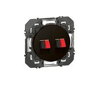 LEGRAND Prise haut-parleurs double, Dooxie, noir, encastré, IP20 | Double connexion haut-parleurs, noir, encastré, plastique thermoplastique sans halogène, finition mate, bornes automatiques