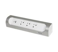 Legrand Prise montable à 90 degres 3x2P+PA Chargeur USB C Aluminium (Prise européenne) - 049409 [5 Pièces]