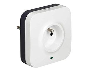 LEGRAND Prise protégée 2P+T, 2RJ45, parafoudre, blanc, 16A 250V IP20 | 1 prise 2P+T, 2 ports RJ45, parafoudre intégré, voyant d’état, cordon RJ11 1,5m, blanc, 16A 250V