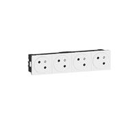 LEGRAND - Prise Quadruple Murale Précâblée avec Terre Mosaic Surface Link à 45° - Prise 2P+T à Fixation par Emboîtement - Fabriqué En France - Blanc