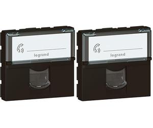 Legrand - Prise RJ 45 multimédia Mosaic catégorie 6 F/UTP 2 modules - noir mat (Lot de 2)