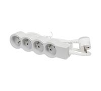 Legrand Prise standard 4x2P avec cordon de 3m Blanc-Gris (Prise européenne) - 049490 [10 Pièces]