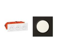 LEGRAND - Prise Triple Murale 16A avec Terre dooxie Surface + Plaque Carrée + Boîte d'Encastremment & Plaque dooxie Carrée - Plaque de Finition pour Prises et Interrupteurs dooxie