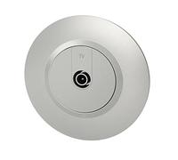 Legrand - Prise TV étoile blindée dooxie livrée avec plaque ronde alu avec bague effet chrome et griffes - emballage blister