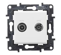 LEGRAND Prise TV-R/SAT Intermédiaire composable pour installation encastrée, gamme Niloé Step, couleur blanche, 398315