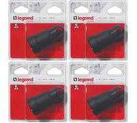 LEGRAND | Prolongateur 2P+T 16A Franco-Belge, Anneau Fixe Plastique Noir, Sortie Droite, Raccordement Avec Serre-Câble À Vis, Capacité Des Bornes 1,5mm² (Lot de 4)