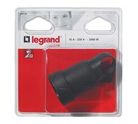 LEGRAND | Prolongateur 2P+T 16A Franco-Belge, Anneau Fixe Plastique Noir, Sortie Droite, Raccordement Avec Serre-Câble À Vis, Capacité Des Bornes 1,5mm²