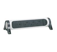 LEGRAND - Multiprise Rotative Avec Interrupteur à Voyant LED - 4 Prises Surface avec Terre - Livrée Sans Cordon/Sans Fiche - Blanc et Gris Foncé