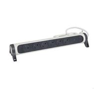 LEGRAND - Multiprise Rotative Avec Interrupteur à Voyant LED et Protection Parafoudre - 6 Prises Surface avec Terre - Cordon 1,5m - Blanc et Gris Foncé