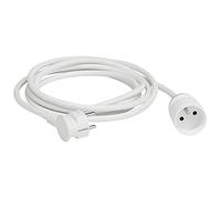 LEGRAND - Rallonge Electrique 2P +T avec Eclipses de Protection - 1 Fiche Mâle + 1 Fiche Femelle - Longueur 5 mètres - Blanc