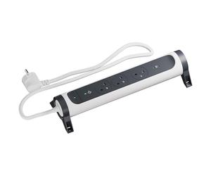 LEGRAND | Rallonge multiprise 3x2P+T 16A 3680W et 2 USB-C 20W Charge Rapide, Bloc Rotatif pivotant 12°, 1,5M, Blanc/Noir