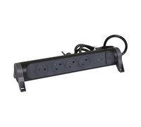 Legrand - Multiprise rotative 4 prises terre, interrupteur LED, parafoudre 1,5m - noir et gris foncé