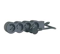 LEGRAND | Rallonge Multiprise Extra-Plate, 4 Prises 2P+T 16A 3680W, Cordon 1,5m Noir Et Gris Foncé, 1 Prise À 90° Pour Chargeur Volumineux