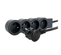 LEGRAND | Rallonge Multiprise Extra-Plate, 4 Prises 2P+T 16A 3680W, Cordon 3m Noir Et Gris Foncé, 1 Prise À 90° Pour Chargeur Volumineux