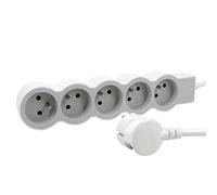 Rallonge multiprise extra-plate - 5 prises - 2P+T - cordon 3 m - blanc/gris