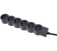 LEGRAND | Rallonge Multiprise Extra-Plate, 6 Prises 2P+T Avec Terre, Cordon 3m Noir Et Gris Foncé, 1 Prise À 90° Pour Chargeur Volumineux