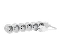 LEGRAND | Rallonge Multiprise Extra-Plate, 6 Prises 2P+T Dont 1 À 90°, Cordon 1,5m Blanc Et Gris Clair, Usage Intérieur Avec Design Minimaliste