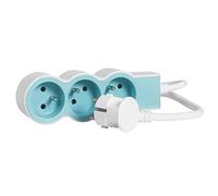Legrand - Rallonge multiprise extra-plate avec 3 prises de courant avec terre avec cordon 1,5m - blanc et bleu
