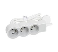 Legrand - Rallonge multiprise extra-plate avec 3 prises de courant avec terre avec cordon 3m - blanc et gris clair