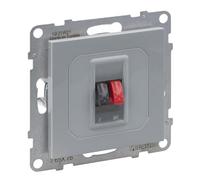 Legrand, Seano 765276 Connecteur de haut-parleur 1 voie avec bornes à ressort (rouge/noir) 1 voie Couleur : aluminium laqué