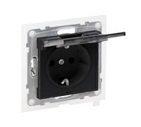 LEGRAND, SEANO 765324 Prise Murale de Courant Etanche Exterieure avec Protection de Contact Accrue et Couvercle Rabattable IP44, Bornes Enfichables, 16 A, 250 V, Couleur : Noir Laqué