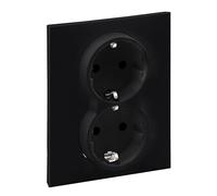 Legrand, SEANO 765325 Prise à 2 prises avec protection de contact accrue, bornes enfichables, 16 A, 250 V, couleur : noir laqué