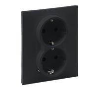 LEGRAND, SEANO 765425 Prise à 2 prises avec protection de contact accrue, bornes enfichables, 16 A, 250 V, couleur : anthracite laqué