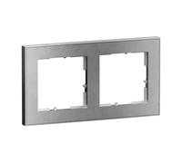 LEGRAND, Seano+ Cadre double avec surface en matériau véritable, thermoplastique sans halogène, production et emballage durables, couleur : acier brossé, 765392
