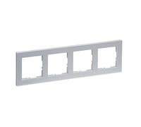 Legrand, Seano + Cadre quadruple thermoplastique sans halogène, production et emballage durables, couleur : aluminium laqué, 765284