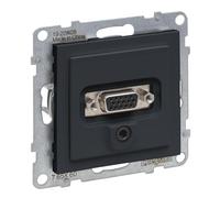 LEGRAND, SEANO HD15 Unité de raccordement + jack 3 mm, insert avec couvercle, bornes à vis, couleur : anthracite, 765460