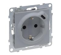 LEGRAND, SEANO Prise 2 en 1, prise combinée USB type C, avec protection de contact accrue, bornes enfichables, 16 A, couleur : aluminium laqué, 765226