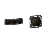 Legrand - Triple prise de courant 2P+T Surface dooxie 16A précâblées finition noir - emballage blister & Interrupteur ou va-et-vient dooxie 10AX 250V~ finition noir - emballage blister