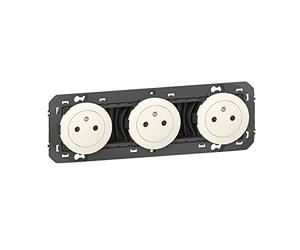 LEGRAND Triple prise de courant, Dooxie, 3x2P+T, blanc brillant, 16A 250V | 3 prises 2P+T, encastré, blanc brillant, 16A 250V, bornes automatiques, précâblée, protection enfant