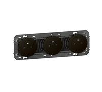 LEGRAND Triple prise de courant surface, Dooxie, noir, 3x2P+T, 16A 250V | 3 prises 2P+T, noir, surface, précâblée, bornes automatiques, protection enfant, 16A 230V, plastique thermoplastique, IP20