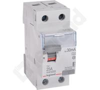 Legrand TX3 interrupteur différentiel 25A, 2 pôles, 30mA, type A, 230VAC, 2 unités de division, 411559