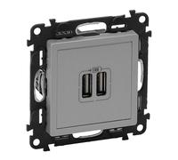 Double prise USB Valena Life Legrand - Aluminium