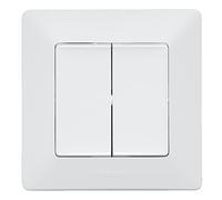 LEGRAND, Valena Life 752108 Interrupteur va et vient double 10 AX 250 V avec plaque de recouvrement et cadre de support Blanc