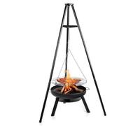Lehmann Brasero Exterieur Barbecue Ø 60 cm avec Grille de Cuisson - Grande Brasero de Jardin pour Terrasse la Jardin - Structure en Acier - Robuste et Durable - Noir - 12 kg